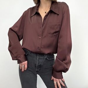 Vintage Silk Blouse Brown